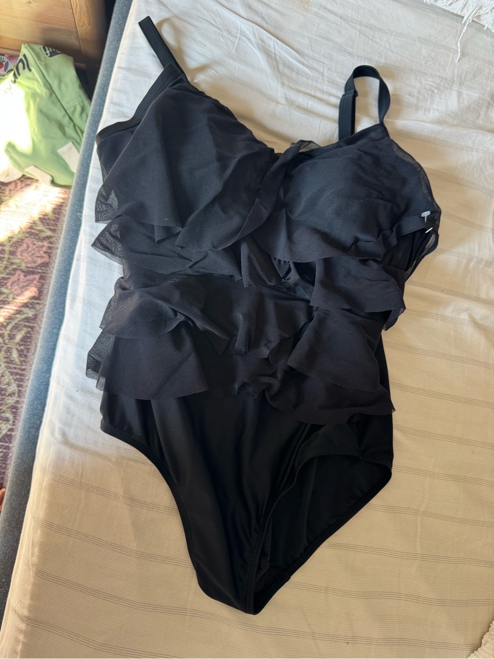 EUC ADDITION ELLE Black Ruffled One-Piece Swimsuit